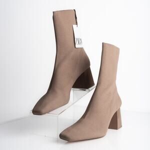 Zara NWT Square Toe Sock Boots